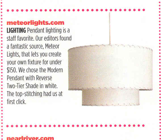 meteorlights.com in Cottage Living image of meteor pendant lamp in cottage living magazine