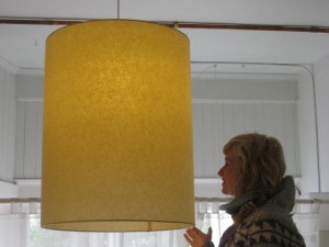 restaurant light fixture / large barrel shade lamp